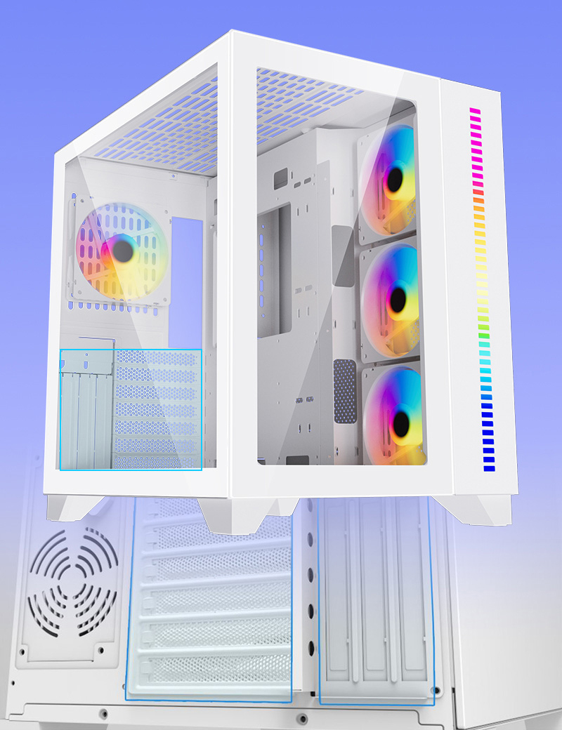 DIYPC ARGBQ10W White USB3.0 ATX Mid Tower Gaming Computer Case w